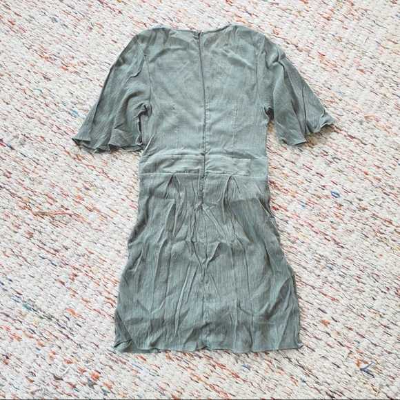 Oak + Fort Sage Green Crepe Faux Dress Romper - Picture 2 of 6